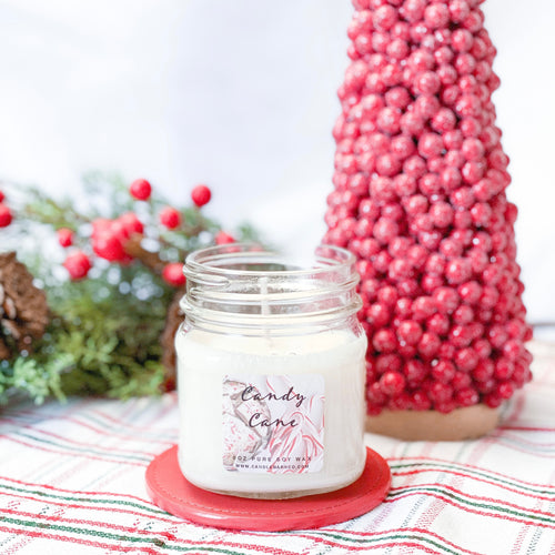 Candy Cane 8oz Mason Jar Soy Candles