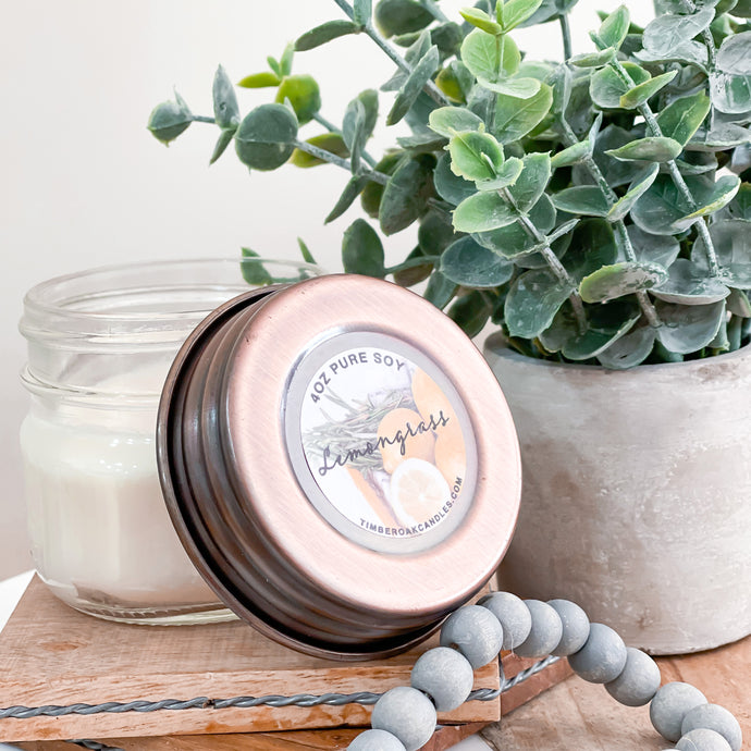 Lemongrass 4oz Mason Jar Soy Candles